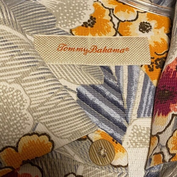 Tommy Bahamas Silk Tropical Cherry Blossoms Button Down Shirt Size XL - Picture 4 of 7